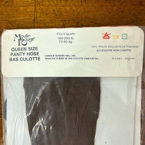 Vintage Moulin Rouge Queen Size Pantyhose Double Mesh Tights Grey Pinup New NIP - Picture 5 of 5